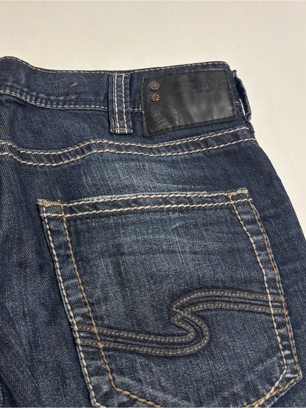 Silver Jeans Mens 33x30 Blue Denim Pants Eddie Thick Stitch Casual